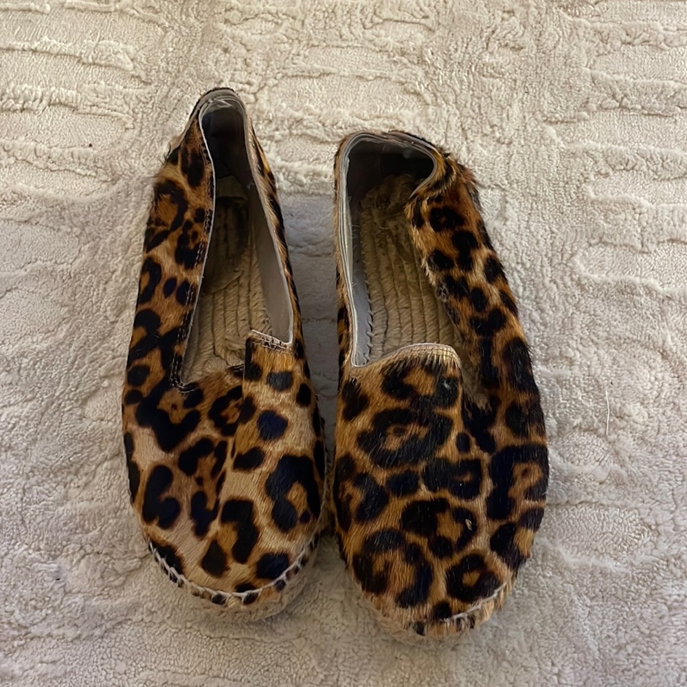 Manebi leopard print espadrille slides